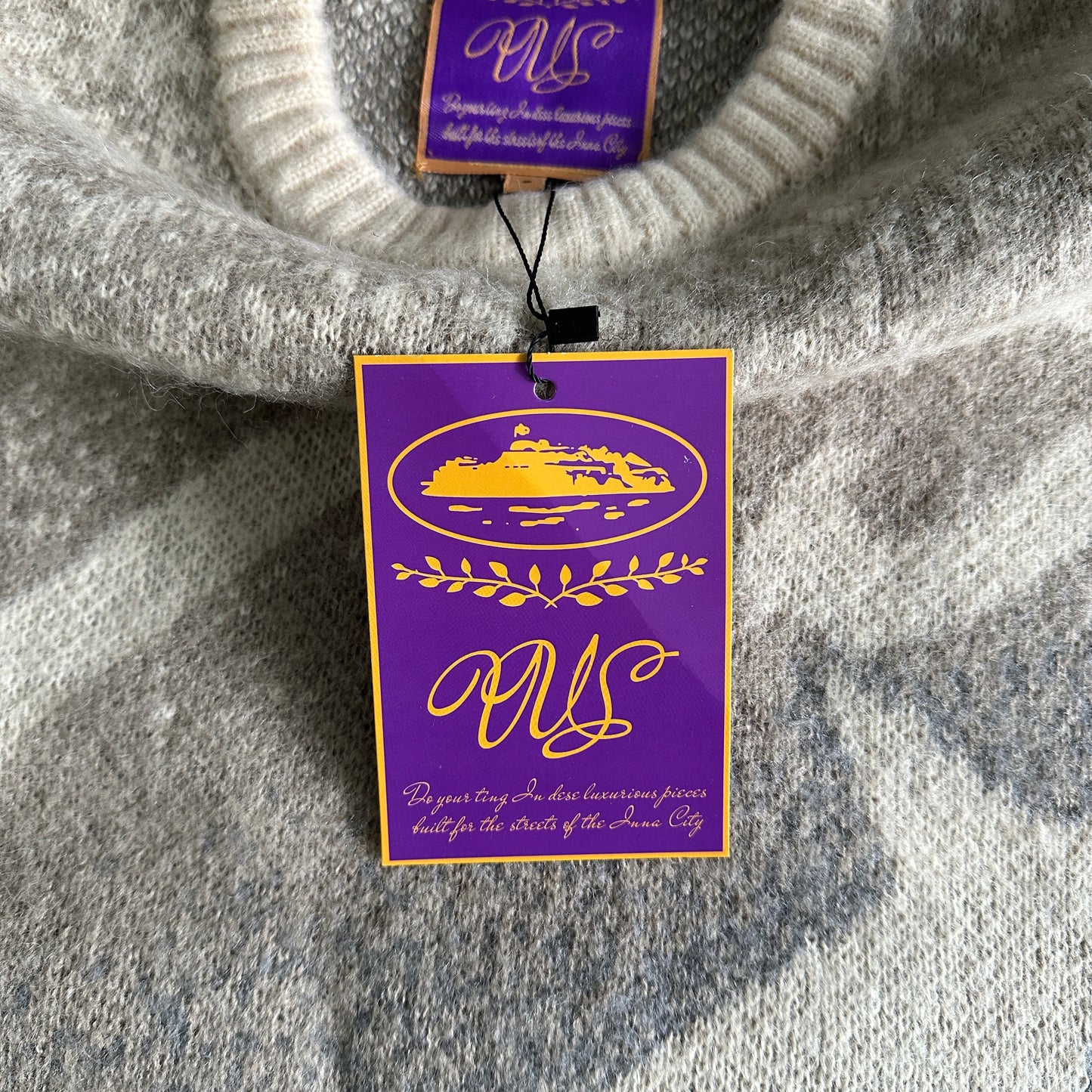 Corteiz small Cream Jumper star mohairknit sweater