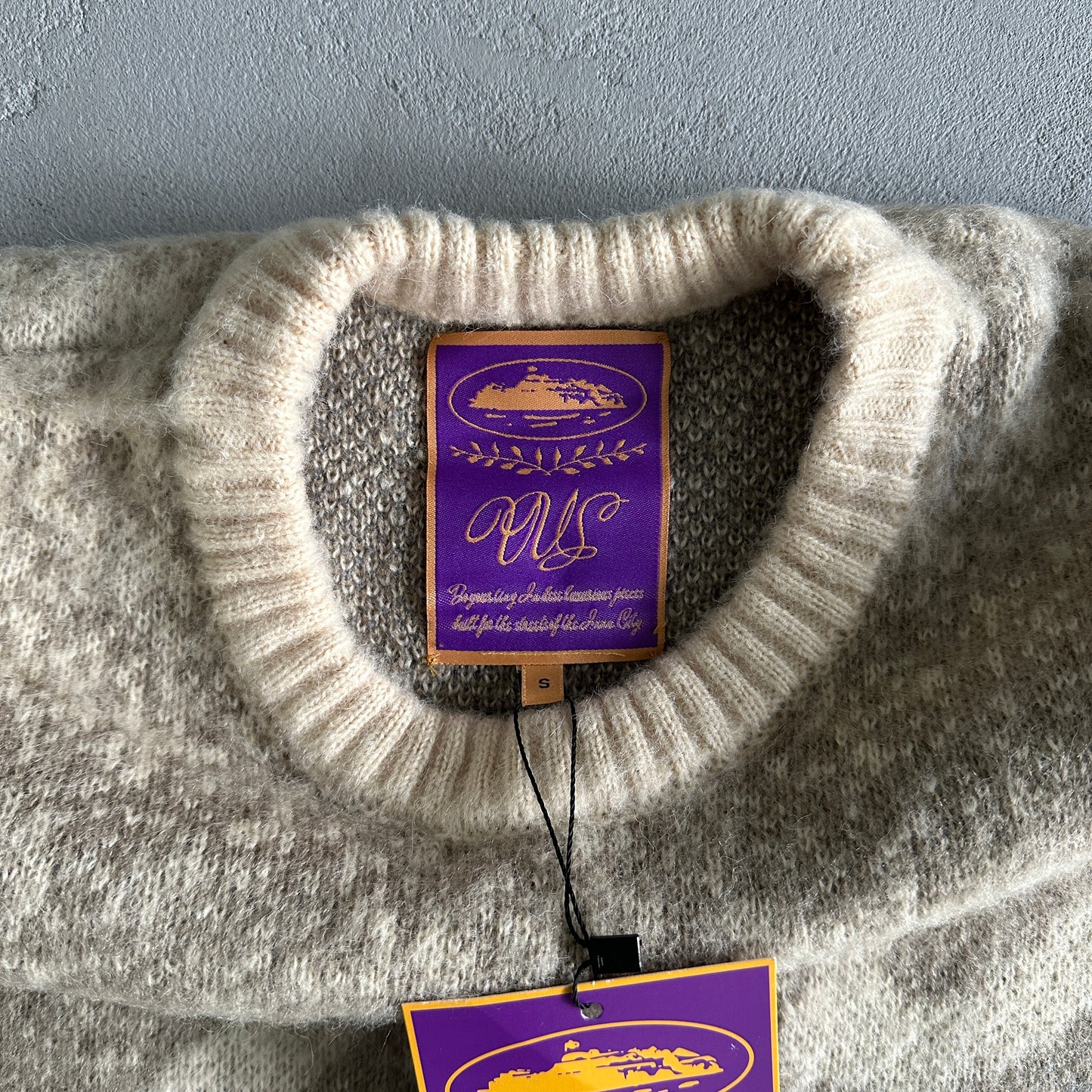 Corteiz small Cream Jumper star mohairknit sweater