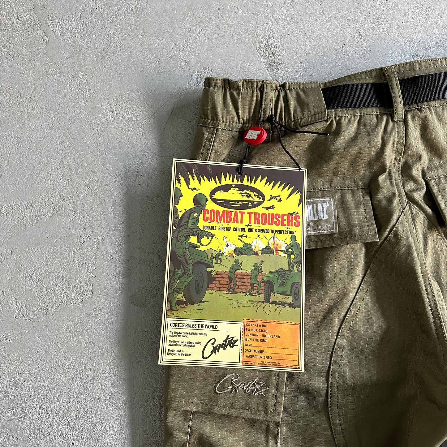 Corteiz size small military green logo patch Cargos