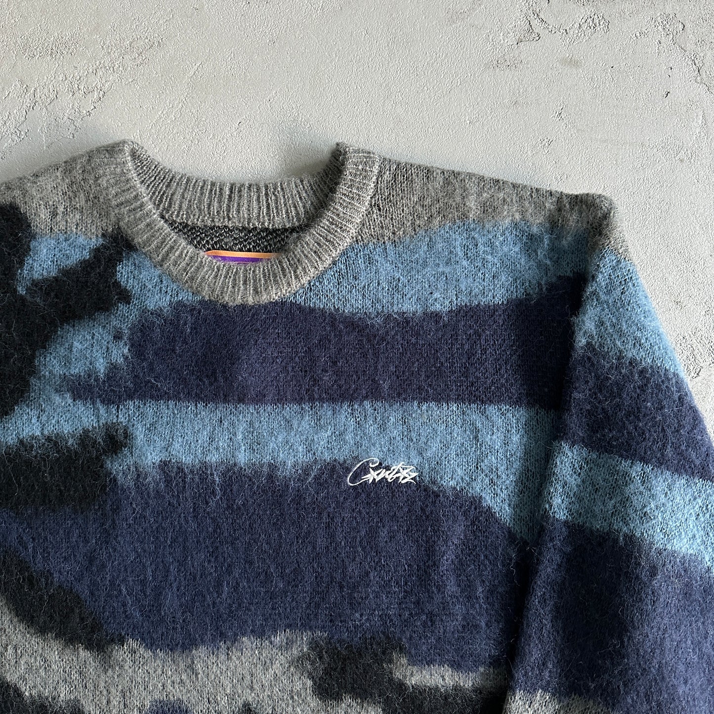 Corteiz Medium Mohair kmit sweater deep ocean camo