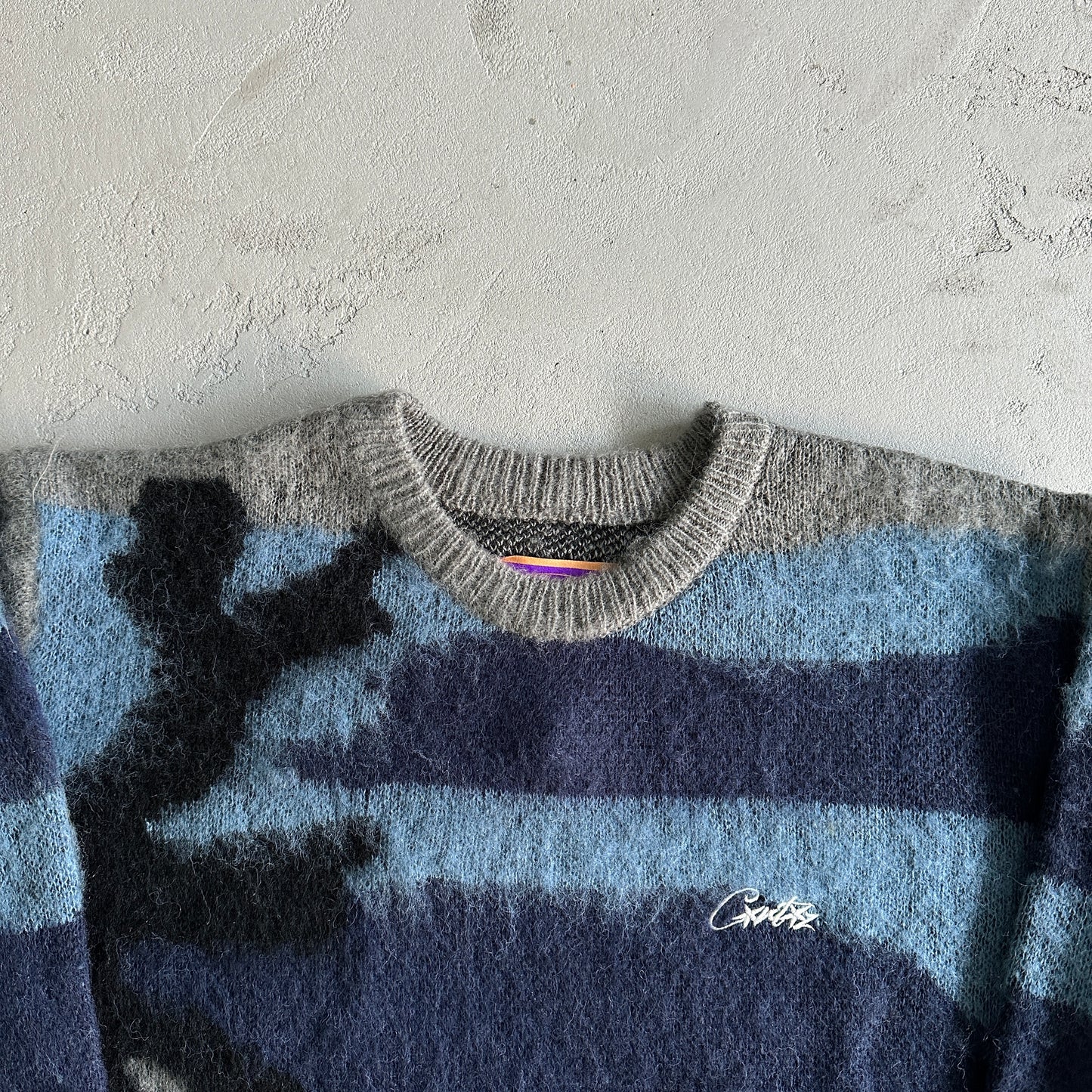 Corteiz Medium Mohair kmit sweater deep ocean camo