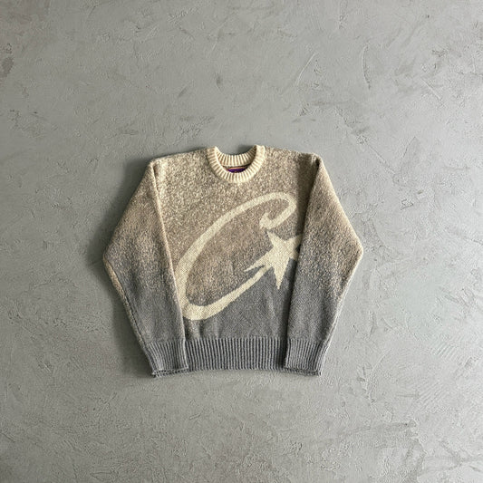 Corteiz small Cream Jumper star mohairknit sweater